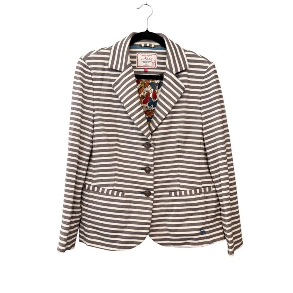 Ness Cotton Blend Shelby Blazer US 14 UK 18 Neutral Striped Equestrian Riding